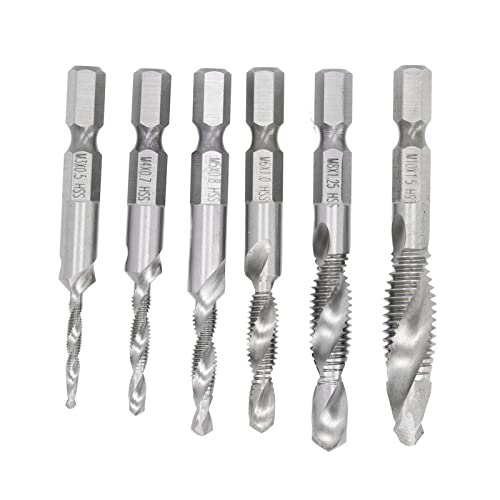 6PCS Hex Schaft Kombination Bohrer Gewindebohrer 3 in 1 HSS Bohren Schraube Gewindeschneidwerkzeug Kit Aluminiumlegierung von Koieam