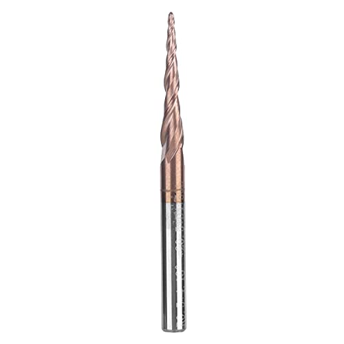 Koieam -Endmühlen, verjüngte Kugel Nase End Mill CNC Router Bits Werkzeuge Antike Messing plattiert 2 Flöte R0.5x20.5xd4x50 von Koieam