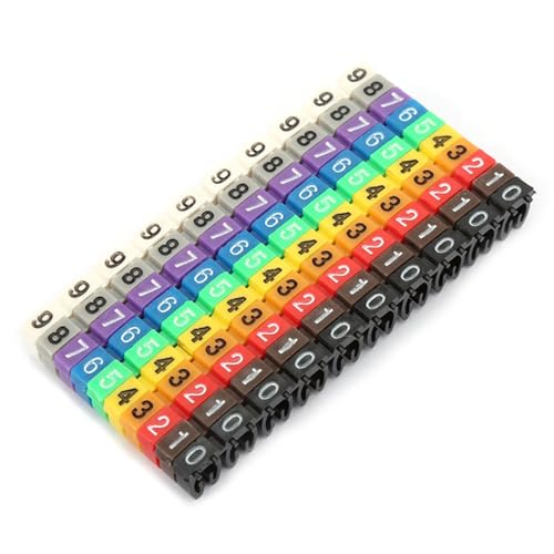 Koieam Kabelmarkierungen, digitale Zahlenröhre, Drahtnummernetikett, Röhrenkabelmarkierung, bunt (100PCS KCM-2.5MM 2.5 square) von Koieam