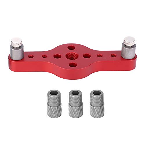 Koieam Punch Locator, Locher Locator Aluminiumlegierung Puncher Gauge DIY Holzbearbeitungswerkzeug mit 3 Stück Bohrbuchse (Red) von Koieam