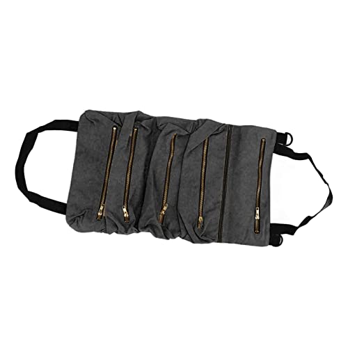 Koieam Rücksitz-Auto-Organizer, Auto-Rückenlehne, aufrollbare Werkzeugtasche, Segeltuch, zusammenklappbare Rolltasche, Auto-Zange, Elektriker-Werkzeug-Aufbewahrungstasche (Black) von Koieam