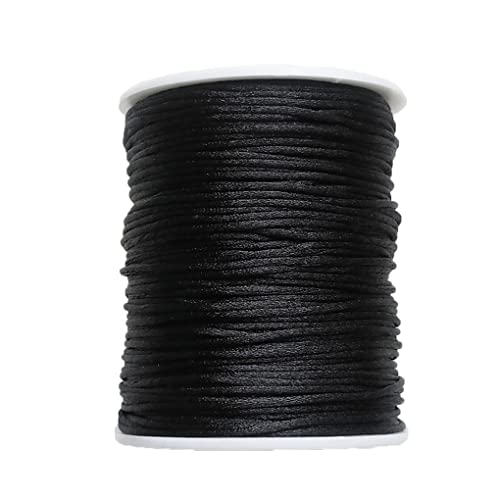 Nylon Schnur Schwarzer Rattenschwanz 1.5mm 90 Yard Kumihimo Schnur Satin Seidenschnur DIY Perlenschnur Fadenschnur von Kojoon