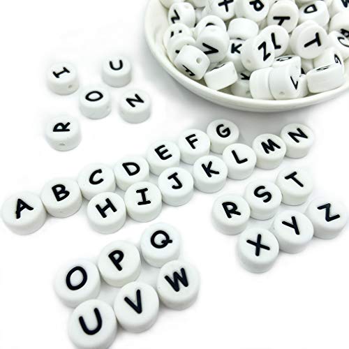 Silikon Alphabet 26 Buchstaben Perlen 12mm 100pc Silikon Lose Perlen für Schmuck Schlüsselkette Machen von Kojoon