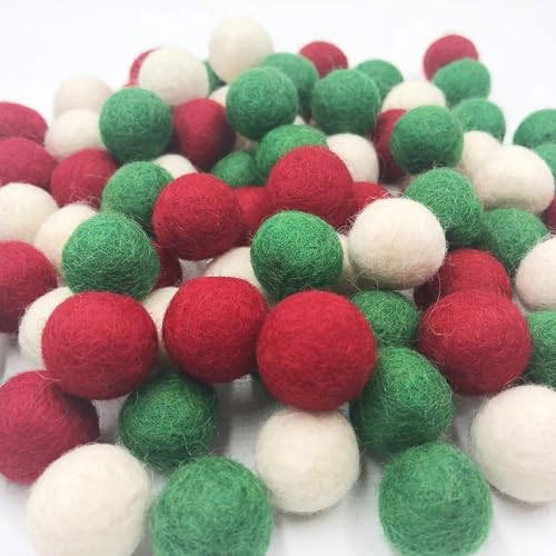 Weihnachten Filz Kugeln Rot Grün Weiß 80pc 2cm DIY Filz Pom Girland Wolle Kugeln von Kojoon