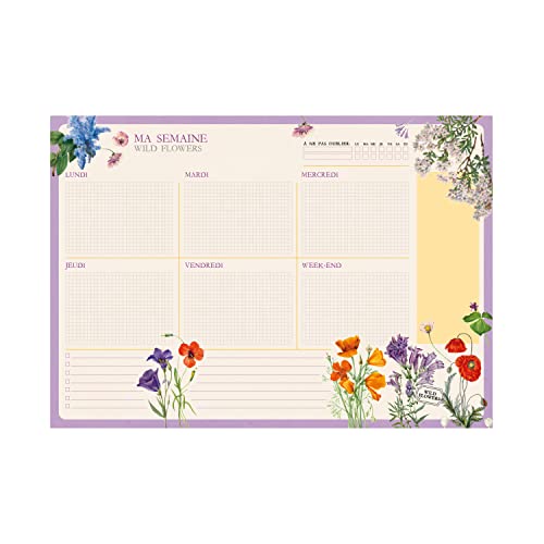 Kokonote - Notizblock A4 Botanical Wild Flowers, Französisch, Wochenkalender | Schreibtischunterlage, Wochenplaner | Schreibwaren, To Do List, Notizblöcke, Schulbedarf von Kokonote