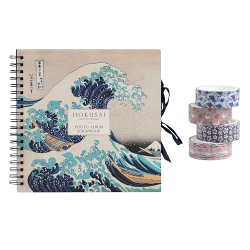 Kokonote Scrapbook Set: Fotoalbum zum selbstgestalten + Washi Tape Set/Scrapbook Klebeband Hokusais Großen Welle vor Kanagawa von Kokonote
