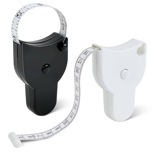 2 Stück Massband Körper 150cm/60 Zoll Einziehbares Maßband, Maßband Nähen körpermaßband, Schneidermaßband Measuring Tape zum Messen von Länge, Brust, Taille (Schwarz+Weiß) von Kolamom