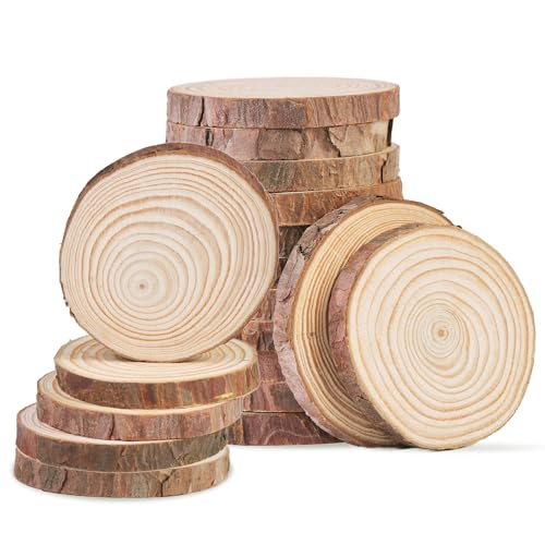 Kolamom HUR789 Holzscheiben Ohne Loch, Holzfarbe, 7-10cm, 18 Count von Kolamom