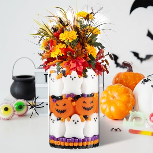 Halloween-Vasenfüller, Mini-Kürbis-Geist, Süßigkeitenform, Schwammfüller, Halloween-Pony-Perlen, Kunststoffperlen, Ersatz-Set für Halloween, sensorische Mülltonnenfüller, DIY, Basteln, Heimdekoration von Kolewo4ever