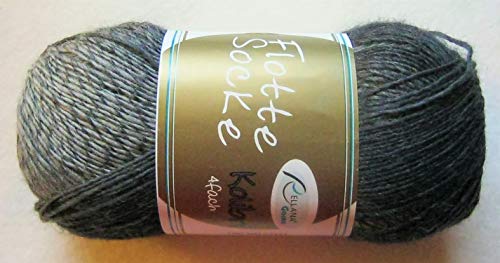 100g Kolibri Sockenwolle 4-fach Grau-Schwarz von Kolibri