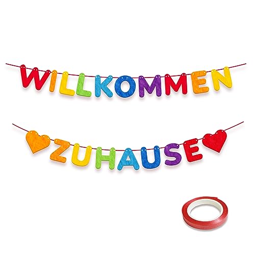 Koliphy Willkommen Zuhause Deko, Bunt Willkommen Zuhause Girlande Deko Familie Partei Welcome Home Banner für Familie Rückkehr Familienfeiern von Koliphy