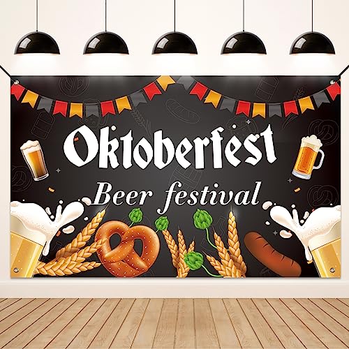 Koliphy Oktoberfest Banner, Bayerisches Oktoberfest Deko, Willkommen Zum Oktoberfest Party Hintergrund Dekoration Deutsche Löwenkamm Fahnen Deko von Koliphy