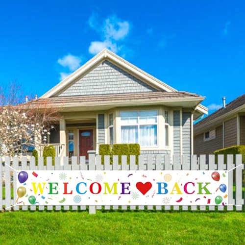 Koliphy Welcome Back Deko, Welcome Back Banner, Lang Willkommen Zurück Banner für Familienfeiern Klassenzimmer Schule Saison Familie Party Dekoration, Weiß Bunt, 180 x 30cm von Koliphy