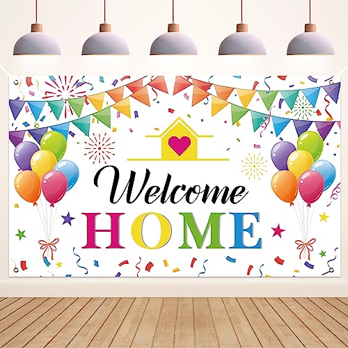 Koliphy Welcome Home Deko, Welcome Home Banner für Heimkehr, Familie Rückkehr Familienfeiern Party Dekoration, Weiss Willkommen Zuhause Banner 70.8 x 43.3Zoll von Koliphy