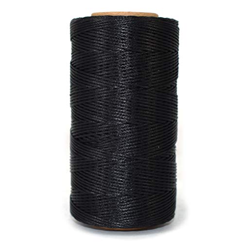 Komfami Wachs Faden Nähgarn 260 Meter 1mm Polyester Wachsfaden Nähen Ledergarn Gewachst (Schwarz) von Komfami