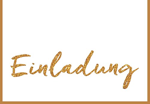 Komma³ - WeißGold Edition - Einladungen mit hochwertigem Goldglimmer / Schrift - Hochzeit, Konfirmation, Kommunion von Komma³