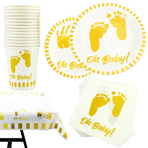 Kompanion 141-teiliges Babyparty Set, einschließlich Teller, Becher, Servietten und Tischdecke, für 30 Personen von Kompanion