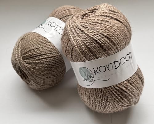 Kondoos Blend Alpaka - Wollgarn, 2-lagig, superweiches Garn zum Handstricken und Häkeln (2 Knäuel mit ABT.200gr / 214.0 g) von Kondoos