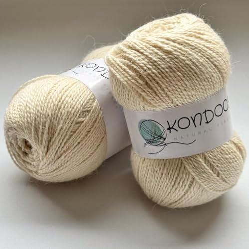 Kondoos Blend Alpaka - Wollgarn, 2-lagig, superweiches Garn zum Handstricken und Häkeln (2 Knäuel mit ABT.200gr / 214.0 g) von Kondoos