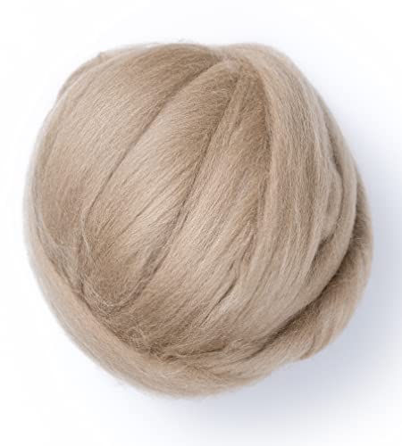 Kondoos Gefärbtes Wollvlies, wool roving, 225 gr. beste Qualitätsnaturwolle zum Nadelfilzen, Nassfilzen, Filzwolle Trockenfilzen, Spinnen und für Kunsthandwerkliches geeignet. (beige, 8oz) von Kondoos