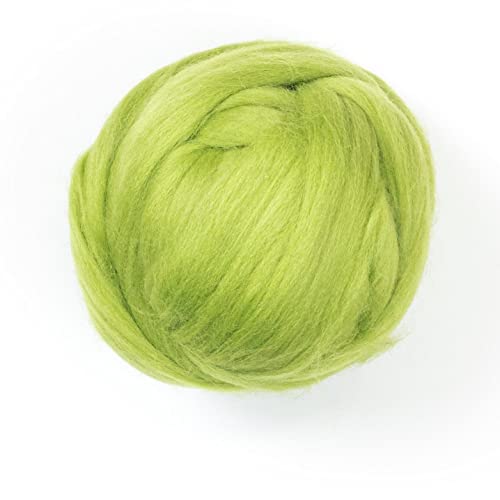 Kondoos Gefärbtes Wollvlies, wool roving, 225 gr. beste Qualitätsnaturwolle zum Nadelfilzen, Nassfilzen, Filzwolle Trockenfilzen, Spinnen und für Kunsthandwerkliches geeignet. (apfelgrüne, 8oz) von Kondoos