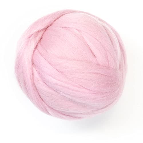 Kondoos Gefärbtes Wollvlies, wool roving, 225 gr. beste Qualitätsnaturwolle zum Nadelfilzen, Nassfilzen, Filzwolle Trockenfilzen, Spinnen und für Kunsthandwerkliches geeignet. (baby rosa, 8oz) von Kondoos