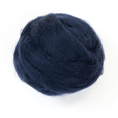 Kondoos Gefärbtes Wollvlies, wool roving, 225 gr. beste Qualitätsnaturwolle zum Nadelfilzen, Nassfilzen, Filzwolle Trockenfilzen, Spinnen und für Kunsthandwerkliches geeignet. (blaue marine, 8oz) von Kondoos