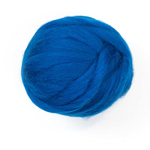 Kondoos Gefärbtes Wollvlies, wool roving, 225 gr. beste Qualitätsnaturwolle zum Nadelfilzen, Nassfilzen, Filzwolle Trockenfilzen, Spinnen und für Kunsthandwerkliches geeignet. (elektrisches blau, 8oz) von Kondoos