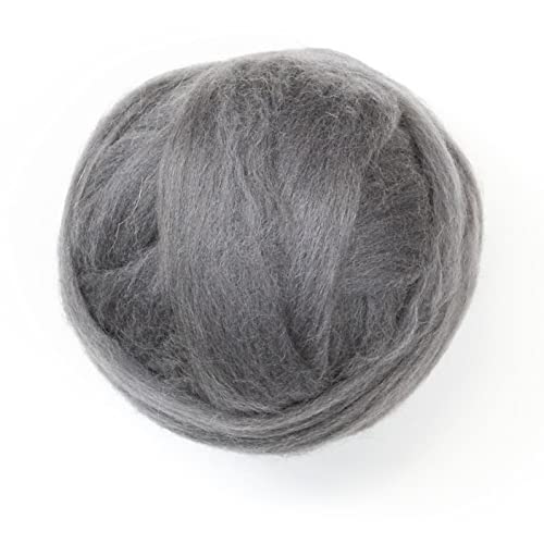 Kondoos Gefärbtes Wollvlies, wool roving, 225 gr. beste Qualitätsnaturwolle zum Nadelfilzen, Nassfilzen, Filzwolle Trockenfilzen, Spinnen und für Kunsthandwerkliches geeignet. (graphit, 8oz) von Kondoos