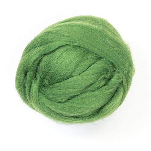 Kondoos Gefärbtes Wollvlies, wool roving, 225 gr. beste Qualitätsnaturwolle zum Nadelfilzen, Nassfilzen, Filzwolle Trockenfilzen, Spinnen und für Kunsthandwerkliches geeignet. (gras grün, 8oz) von Kondoos