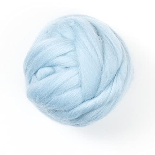 Kondoos Gefärbtes Wollvlies, wool roving, 225 gr. beste Qualitätsnaturwolle zum Nadelfilzen, Nassfilzen, Filzwolle Trockenfilzen, Spinnen und für Kunsthandwerkliches geeignet. (hellblau, 8oz) von Kondoos