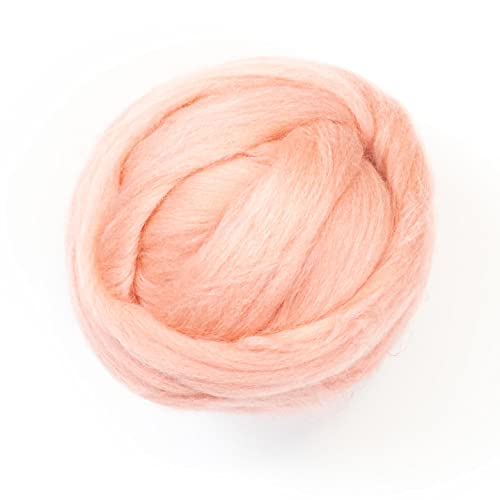 Kondoos Gefärbtes Wollvlies, wool roving, 225 gr. beste Qualitätsnaturwolle zum Nadelfilzen, Nassfilzen, Filzwolle Trockenfilzen, Spinnen und für Kunsthandwerkliches geeignet. (lachsrosa, 8oz) von Kondoos