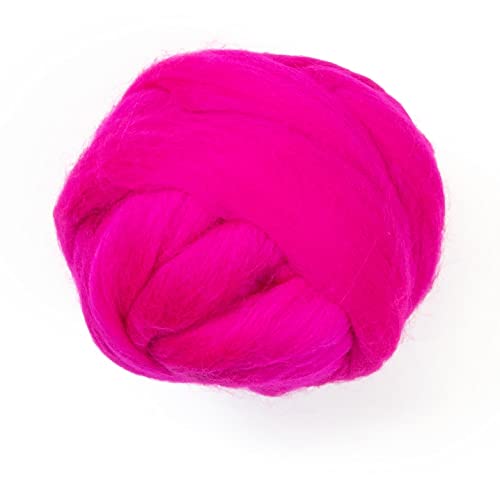 Kondoos Gefärbtes Wollvlies, wool roving, 225 gr. beste Qualitätsnaturwolle zum Nadelfilzen, Nassfilzen, Filzwolle Trockenfilzen, Spinnen und für Kunsthandwerkliches geeignet. (magenta, 8oz) von Kondoos