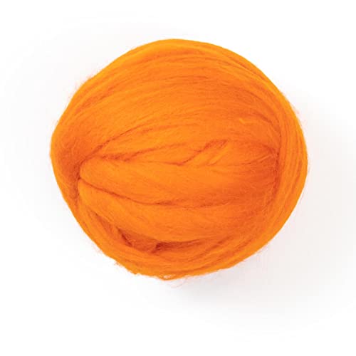 Kondoos Gefärbtes Wollvlies, wool roving, 225 gr. beste Qualitätsnaturwolle zum Nadelfilzen, Nassfilzen, Filzwolle Trockenfilzen, Spinnen und für Kunsthandwerkliches geeignet. (orange, 8oz) von Kondoos