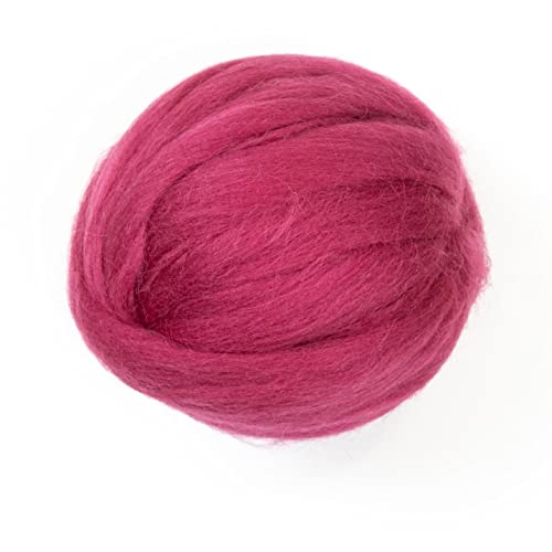 Kondoos Gefärbtes Wollvlies, wool roving, 225 gr. beste Qualitätsnaturwolle zum Nadelfilzen, Nassfilzen, Filzwolle Trockenfilzen, Spinnen und für Kunsthandwerkliches geeignet. (rotwein, 8oz) von Kondoos