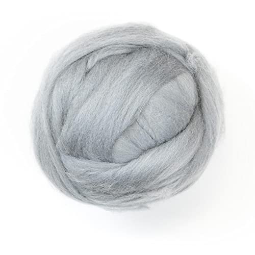 Kondoos Gefärbtes Wollvlies, wool roving, 225 gr. beste Qualitätsnaturwolle zum Nadelfilzen, Nassfilzen, Filzwolle Trockenfilzen, Spinnen und für Kunsthandwerkliches geeignet. (silber, 8oz) von Kondoos