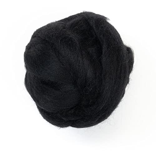 Kondoos Gefärbtes Wollvlies, wool roving, 225 gr. beste Qualitätsnaturwolle zum Nadelfilzen, Nassfilzen, Filzwolle Trockenfilzen, Spinnen und für Kunsthandwerkliches geeignet. (total schwarz, 8oz) von Kondoos