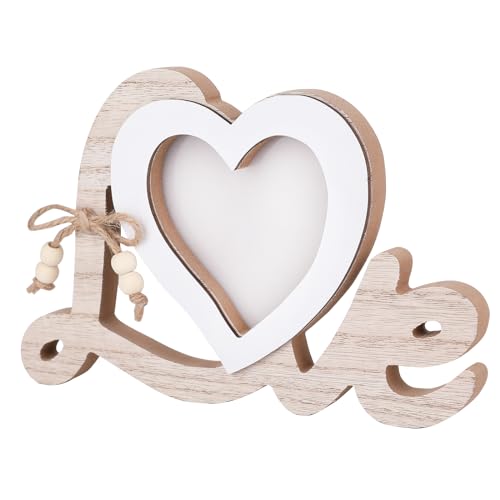 Konesky Bilderrahmen Mr Mrs in Herzform, Fotorahmen Aus Holz Personalisierbar, Hochzeit Deko, Hochzeit Geschenke Für Brautpaar, Tischdekoration, Countdown, Hochzeit von Konesky