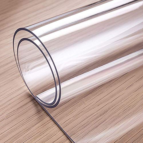 Transparent Tischdecke PVC Staubdicht Wasserdicht Schreibtischunterlage Soft Glasklar Folie Tischschutz Lebensmittelgeeignet,Größe wählbar von KongEU