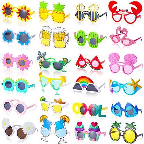 24 Stück Luau Party Sonnenbrille Lustige Hawaii-Brille Kunststoff Sonnenbrille Hawaiian Themenparty Sonnenbrille Tropische Sonnenbrille Party Gastgeschenke Foto Booth Brille für Luau Strand Motto Party Supplies, Wie auf den Bildern gezeigt. von Konohan