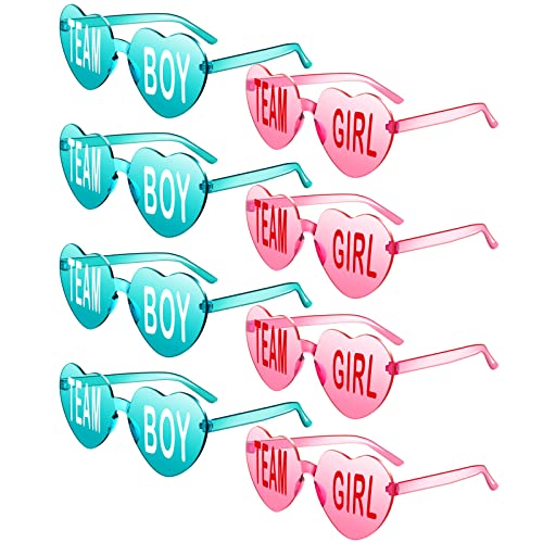 Konohan Gender Reveal Brille Blau und Rosa Sonnenbrille Rahmenlos Team Girl und Team Boy Dekor für Gender Reveal Party, blau/rose von Konohan