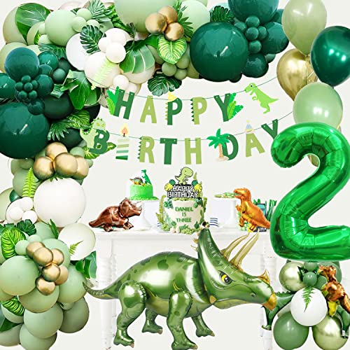 Konoz Dino Geburtstag Deko 2 Jahre, Geburtstagsdeko 2 Jahre Junge, Dino Deko Kindergeburtstag, Deko 2. Geburtstag Junge Mädchen, Dinosaurier Geburtstag Deko, Grün Dino Folienballon Geburtstagsdeko von Konoz