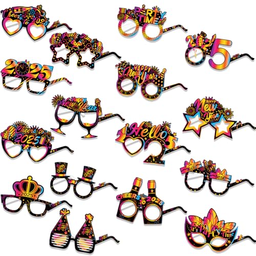 Konsait 16 Stück 2025 Happy New Year Brille Silvester Party Supplies von Konsait