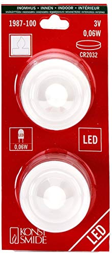 Konstsmide 1987-100 LED Dekoration " kleines Teelicht" / für Innen (IP20) / 2er Set / Batteriebetrieben: 2xCR2032 3V (inkl.) / 2 warm weiße Dioden, 60 x 60 cm von Konstsmide