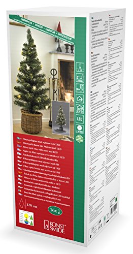 Konstsmide LED Fiberoptik Weihnachtsbaum, grün, mit gold- und silberfarbenen Metallsternen, 16 warm weiße Dioden, 6V Innentrafo, schwarzes Kabel - 3399-900 von Konstsmide