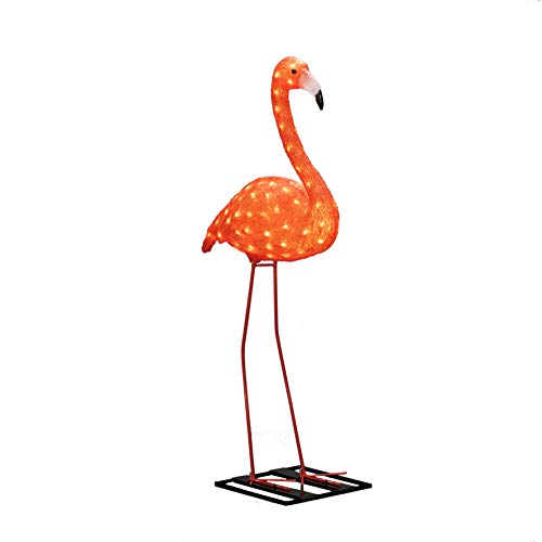 Konstsmide LED Acryl Flamingo, groß, 96 bernsteinfarbene Dioden, 24V Außentrafo, weißes Kabel - 6273-803 von Konstsmide