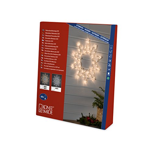 Konstsmide LED Acryl Stern, 10 Zacken, 60 warm weiße Dioden, 24V Außentrafo, transparentes Kabel - 4481-103 von Konstsmide