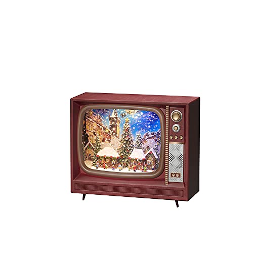 Konstsmide LED Wasserlaterne Fernseher, braun, mit Musik, mit an/aus Schalter, 5h Timer, 5 Bunte Dioden, batteriebetrieben & USB, Innen, 0, 5W, Batterie: 3 x C 1, 5V (exkl.) - 4265-000 von Konstsmide