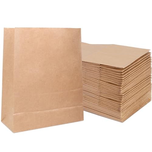 Koogel 100 Stück Papiertüten Groß, 33 x 15 x 42cm Geschenktüten Braun Kraftpapiertüten für Gemüse Obst Brot Geschenke Tüten zum Befüllen von Koogel