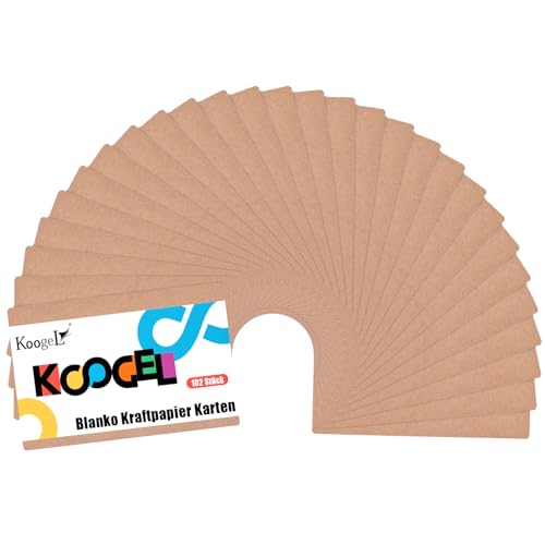 Koogel 102 Stück Blanko Kraftpapier Karten, 300g/m² Memory Wort Karten A6 Kraftpapier Karten Mitteilungs Karte für Graffiti Geschenkanhänger Schule von Koogel